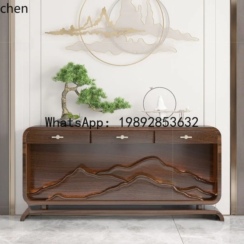 

A1 Solid Wood Entryway Modern Console Table for Living Room Wall-Mounted Foyer Simple Display Cabinet