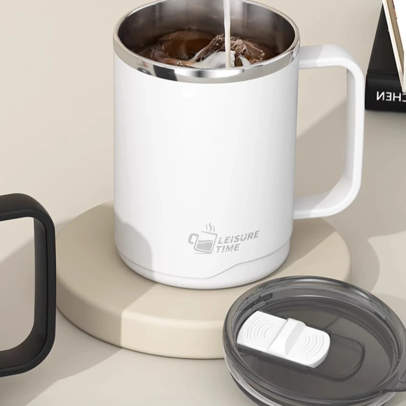 كوب من الفولاذ المقاوم للصدأ مع غطاء، كوب مكتب بسعة كبيرة، كوب قهوة عازل للأولاد، كوب شاي، أكواب للشرب #1