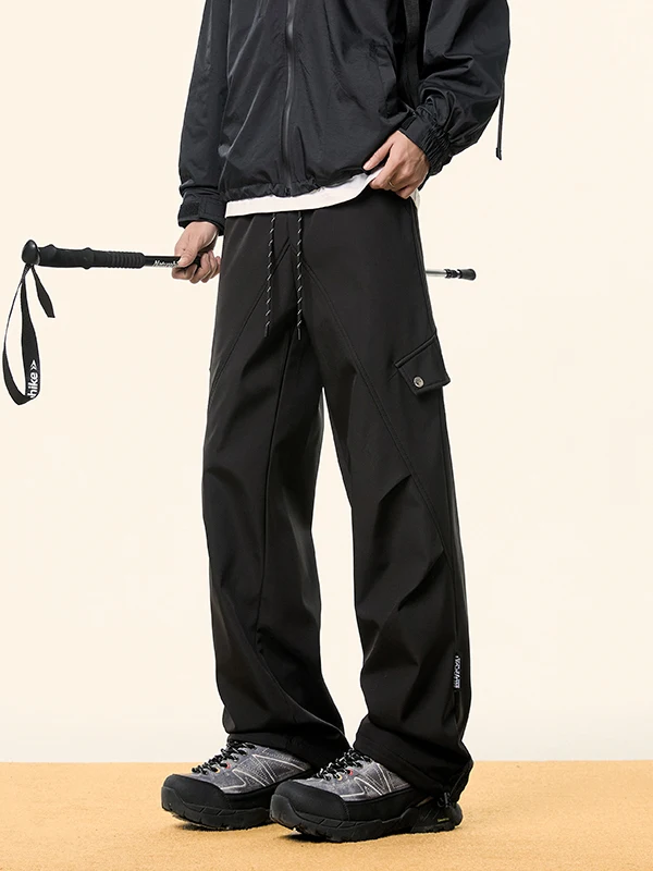 

Мужские повседневные брюки American Sle с плиссировкой, на флисовой подкладке, прямого кроя, для активного отдыха, осенне-зимние, водонепроницаемые, функциональные, модные