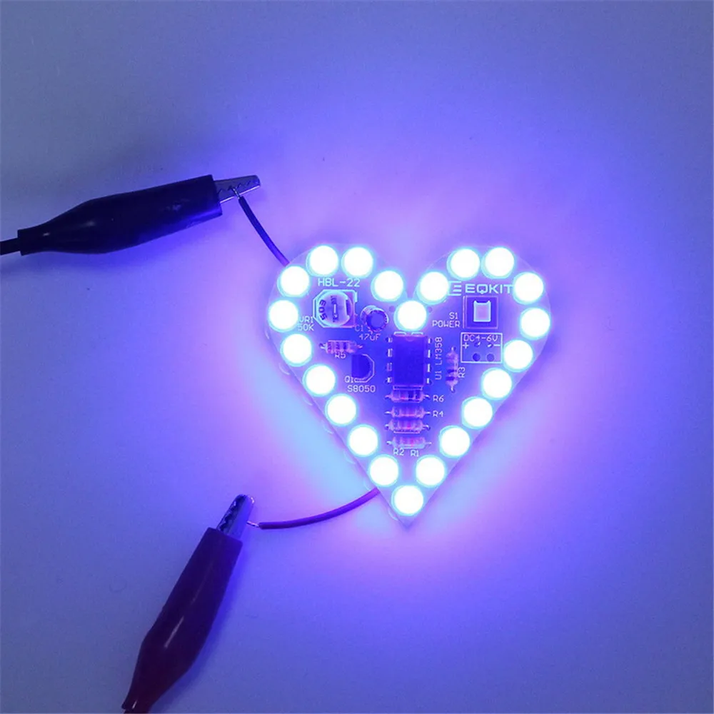 diymore Heart Shape LED Flashing Light DIY Kit with PCB DC 4-6V 4 Color Available for Soldering Kit DIY Electronic Kit