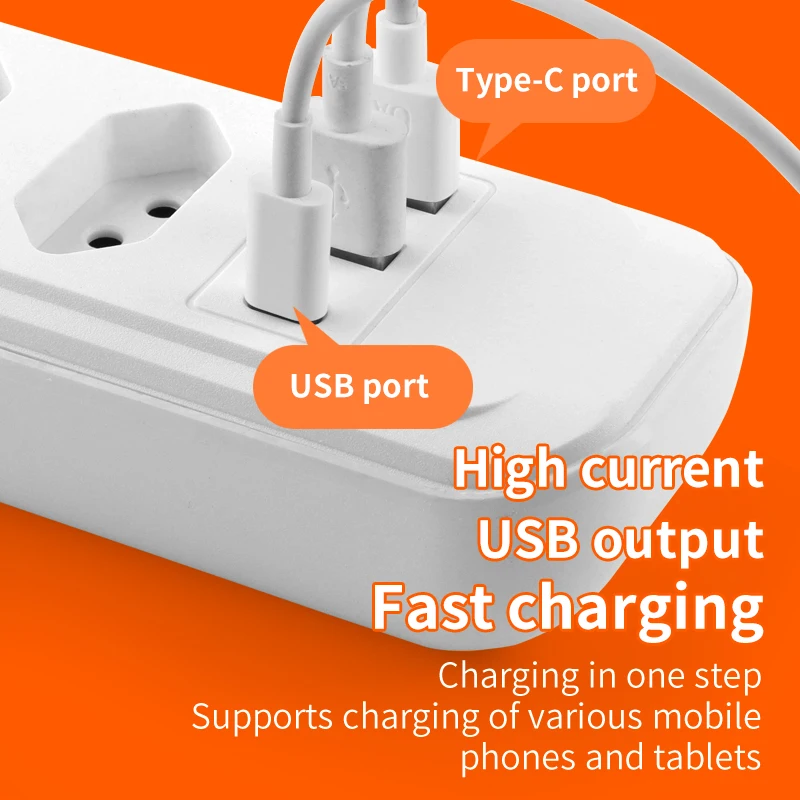 Brazil Plug AC Outlet Multitap Power Strip Switzerland Socket 2m Extension Cord Electrical USB Type C Charger Network Adapter