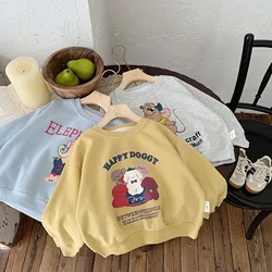 어린이용 만화 프린트 긴팔 맨투맨 코튼 풀오버, 다용도 풀오버, 캐주얼 상의, 어린이 의류, 2025 가을 신상