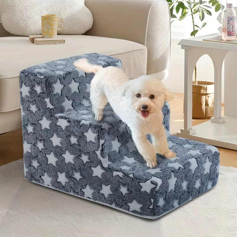 

3/4 Pet Steps Foam Dog Secure Stairs Ramps Non-Slip Pet Star Steps for Protect Older Dog Pet with Joint Pain Sofa Bed Ladde Gift