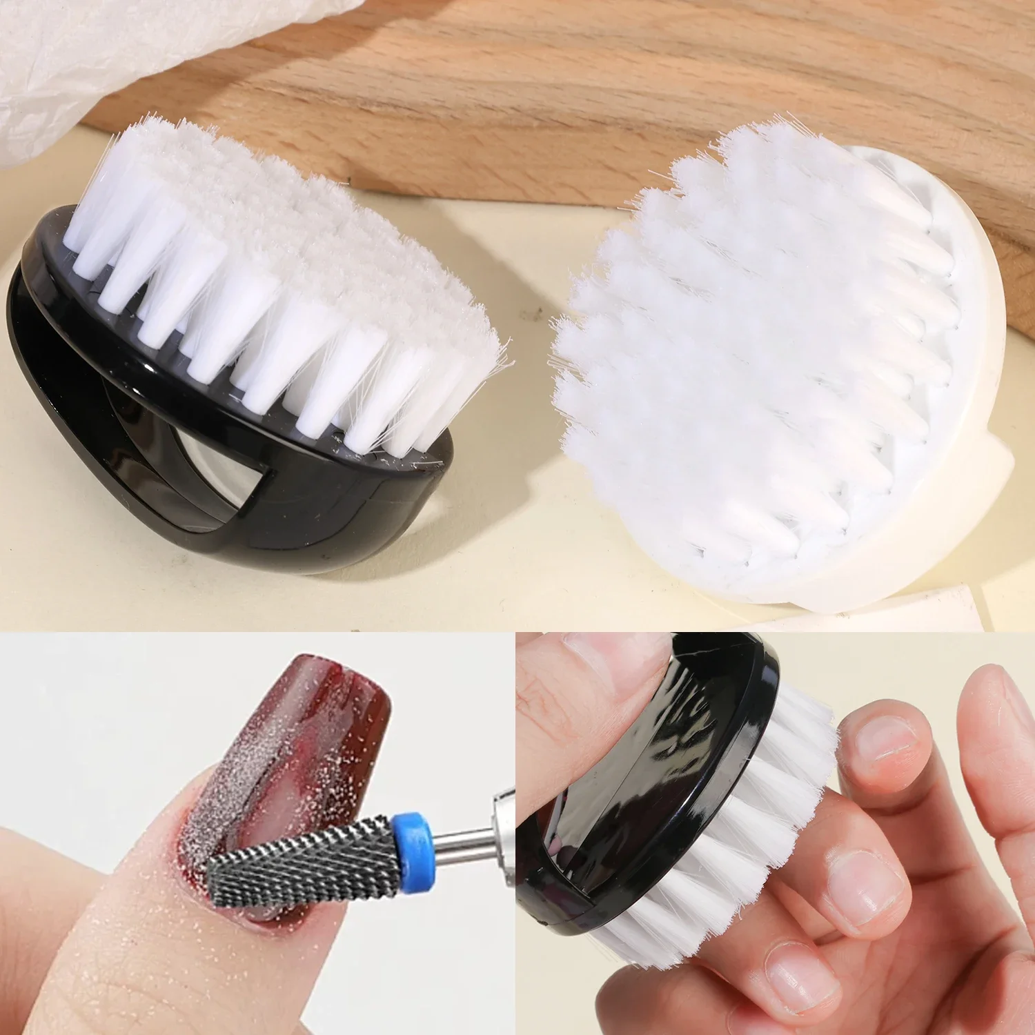 2 uds anillo cepillo de limpieza de polvo de uñas cerdas duras cepillos de uñas DIY cepillo de limpieza de polvo profesional herramientas de cuidado de manicura