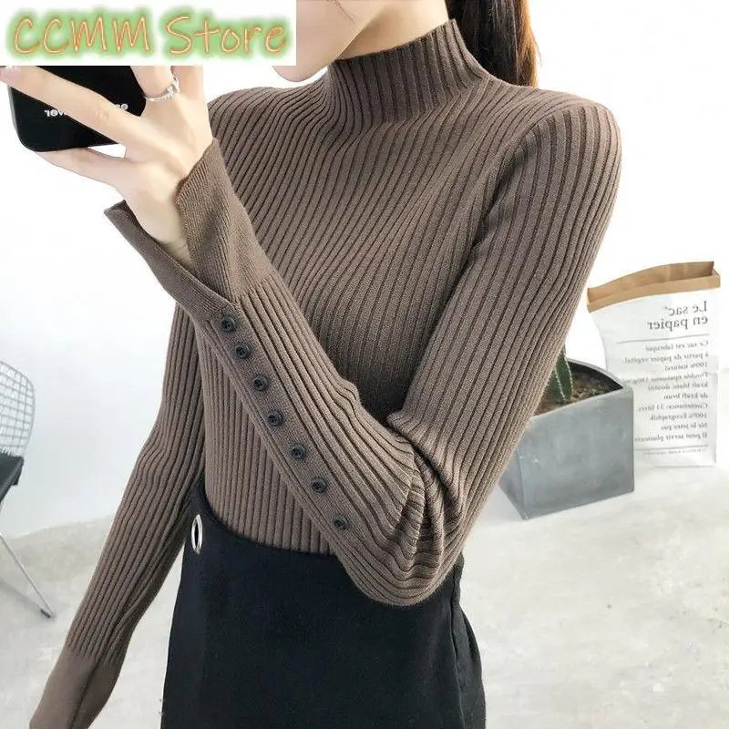 

New Semi-high-necked Sweater Underlay Women's Autumn and Winter Korean Version Slimming Reducing Age Sweater Top