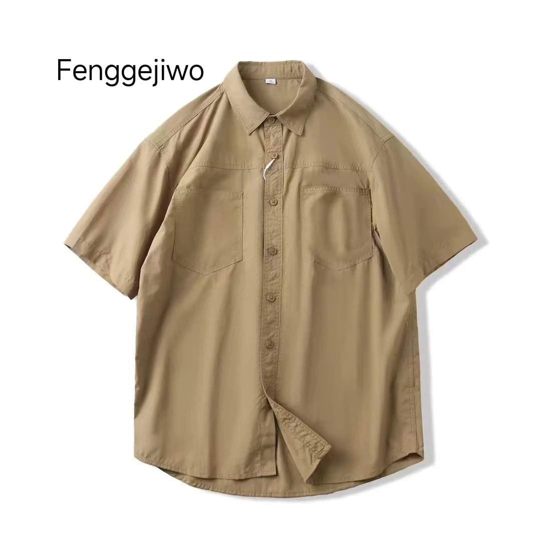 

Fenggejiwo American outdoor functional quick drying work shirt short sleeved summer thin breathable men's shirt jacket