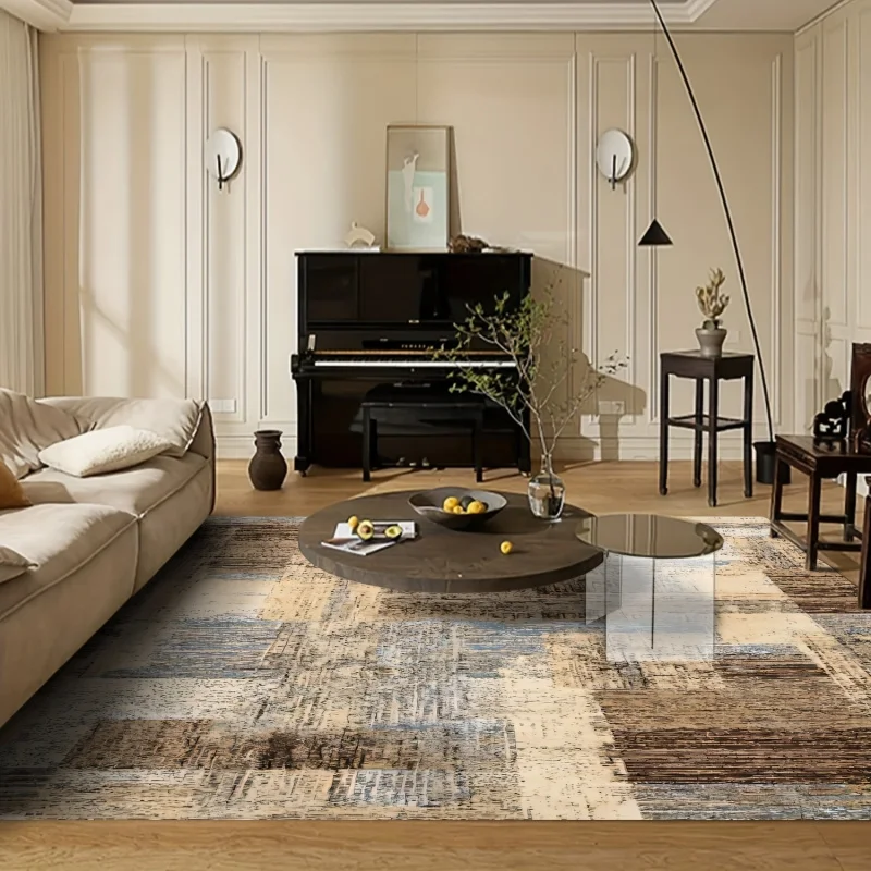 VIKAMA Modern Abstract Patchwork Area Rug Non Slip Soft Floor Carpet for Living Room Bedroom Neutral Tone Home Decor Mat