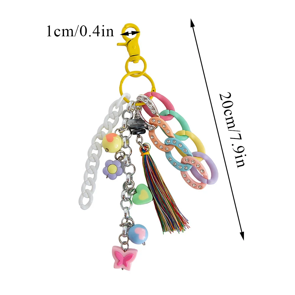 Plastik kette Quaste Tasche Anhänger Schlüssel bund süße Charm Tasche hängen Zubehör y2k Schmetterling Tasche Ornament Schlüssel ring Tasche Anhänger