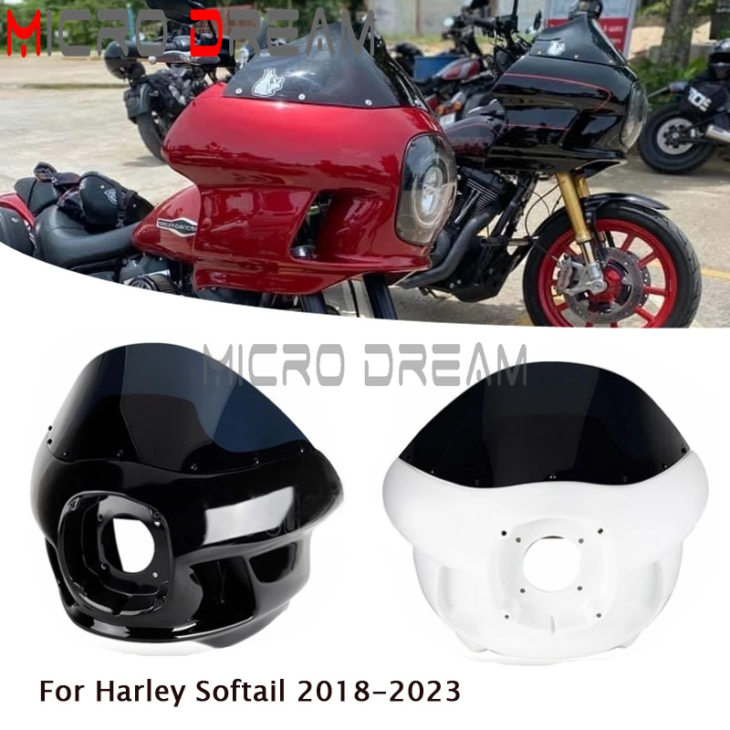 

7" Upper Windshield Headlight Fairing Front Cowl Cover For Harley Softail Fat Street Bob Sport Glide Breakout Heritage 2018-2023