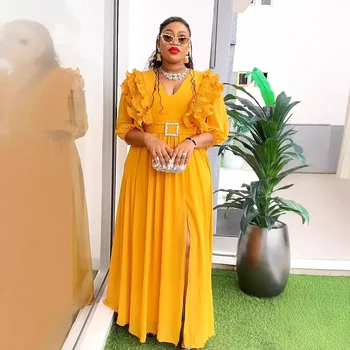 Afrikaanse Feestjurken Voor Vrouwen 2024 Nieuwe Zomer Mode Chiffon Avondjurk Elegante Kalkoen Moslim Maxi Lange Jurk Plus Size