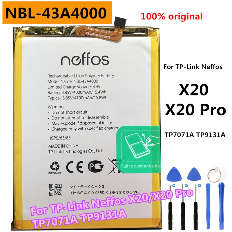 

Новая запасная аккумуляторная батарея 4100 мАч для сотового телефона TP-Link Neffos X20 / X20 Pro TP7071A TP9131A