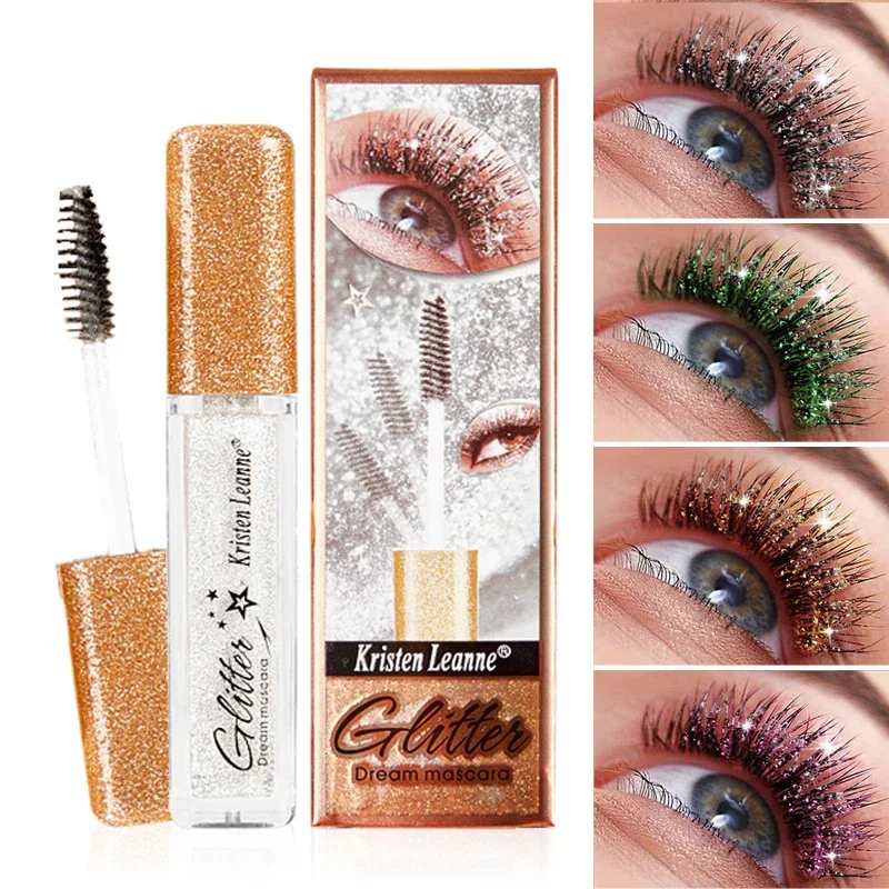 Rose Gold Sequin Glitter Mascara Shiny Eyelashes Quick Dry Waterproof Curling Thick  Colored Mascara Shimmer Eye Makeup