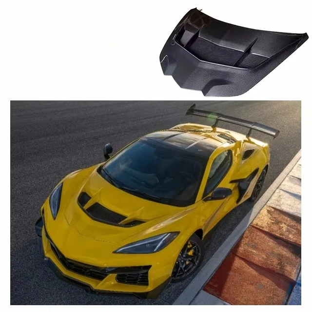 For Chevrolet Corvette C8 ZR1 Carbon Fiber Hood Corvette C8 ZR1 Style Carbon Fiber Body Kit Hood
