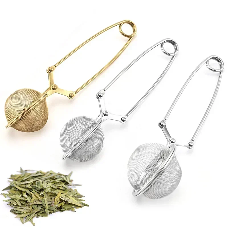 Stainless Steel Tea Infuser Sphere Filter Ball Teaspoon Squeeze Creative Strainer Tea Drip Handle Seasoning Mesh Spoon Ball