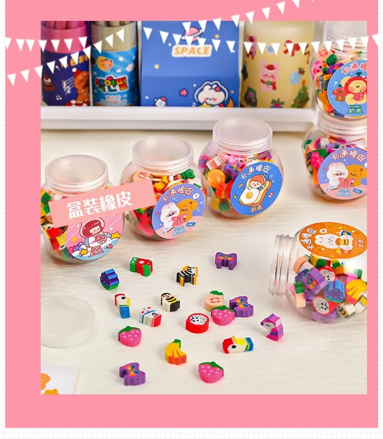 50/100 Stücke Bleistift Radiergummi Gummi Kawaii Tier Früchte Radiergummis Grundschüler Preise Werbegeschenk Schreibwaren Für Kinder – Detail 7