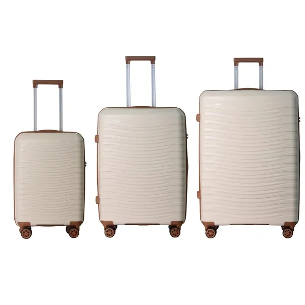

3-Piece Hardside Luggage Set (20', 24', 28'), Beige, 4-Spinner Wheels, Scratch-Resistant