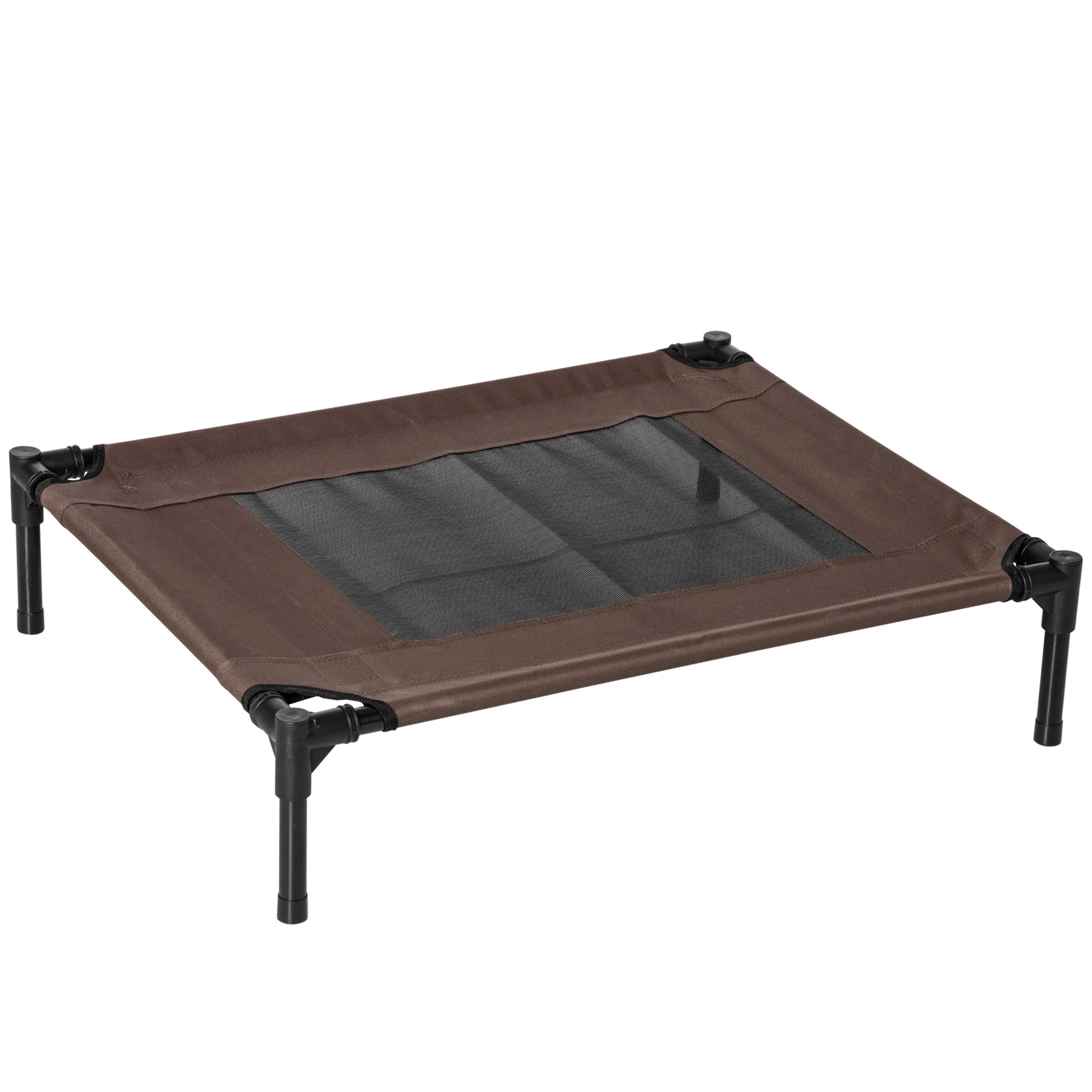 PawHut-Cama Elevada para Perros con Malla Transpirable, Tela Oxford, 76x61x18 cm, color Marrón
