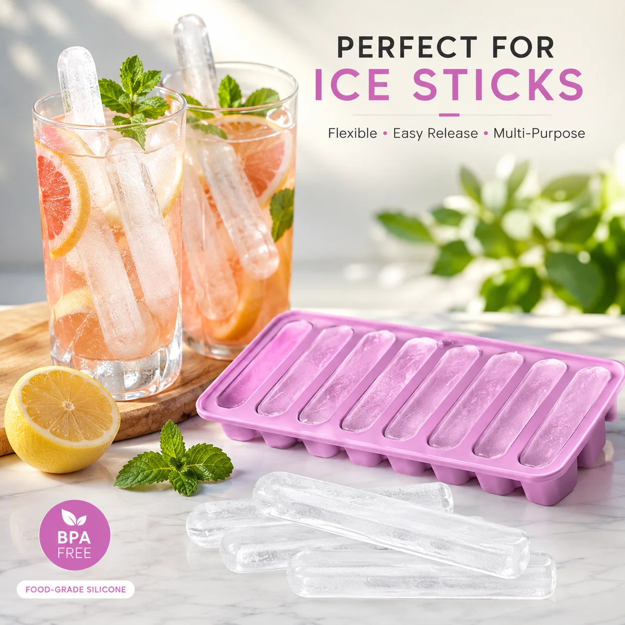 10 Grid Long Stick Ice Cube Tray Mold for Bottle Easy Release Freezer