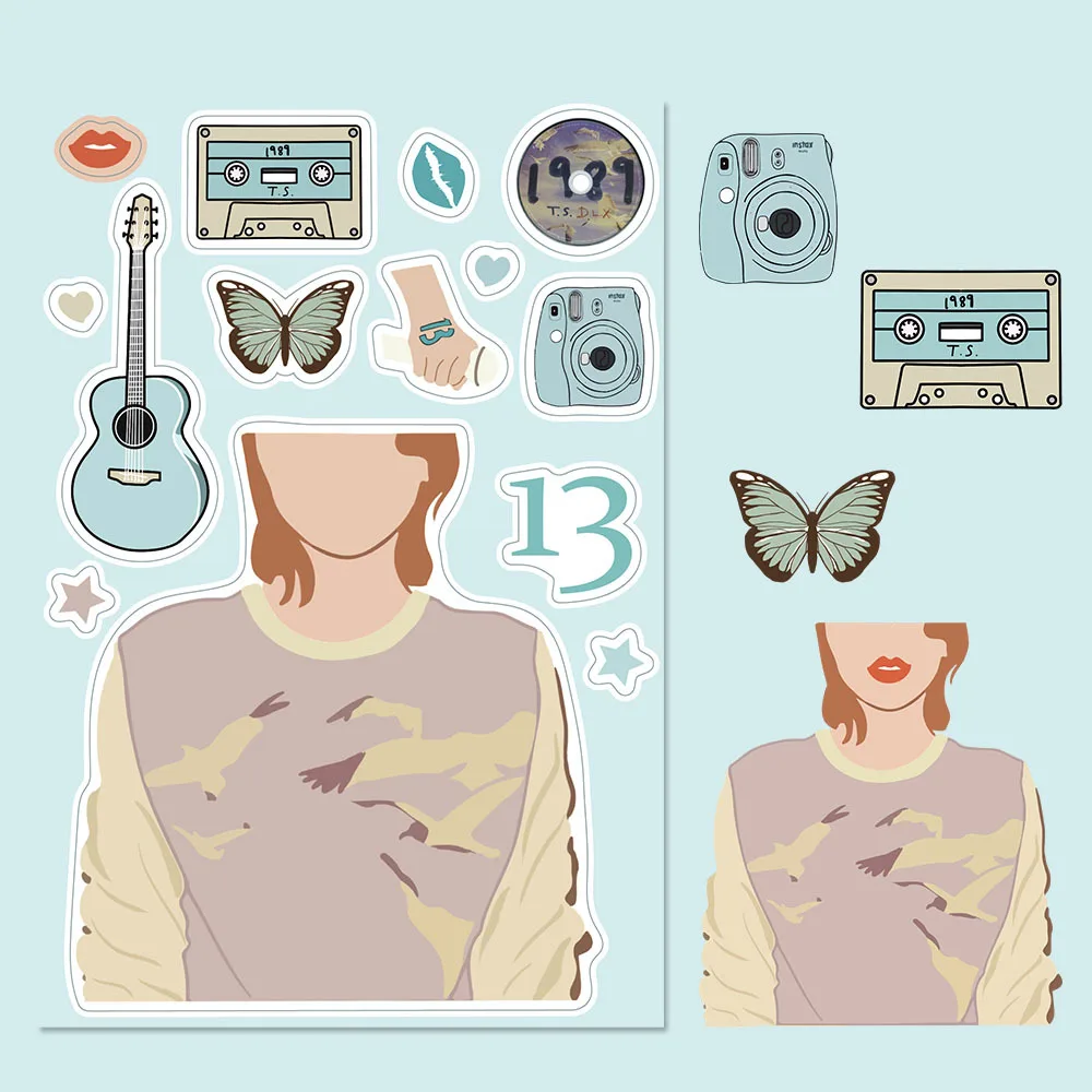 8 قطع من ملصقات شخصيات تجميع تايلور لتزيين الكمبيوتر المحمول وألواح التزلج وأجهزة الكمبيوتر المحمولة وملصقات الكتابة على الجدران الإبداعية #2