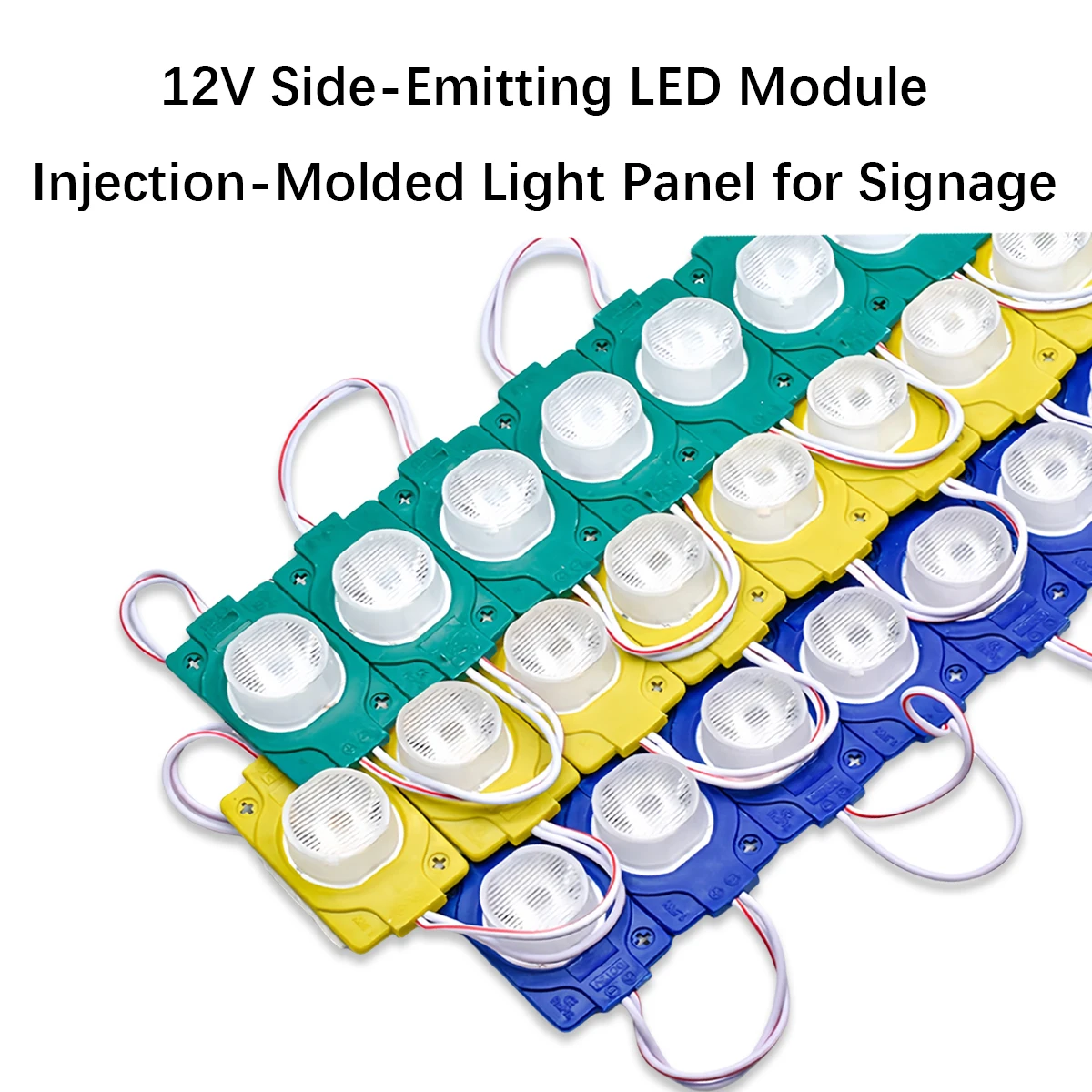 20PCS 12V Side-Emitting LED Module with 1W Monochromatic Ultra-Bright 2835 SMD LEDs – Injection-Molded Light Panel for Signage