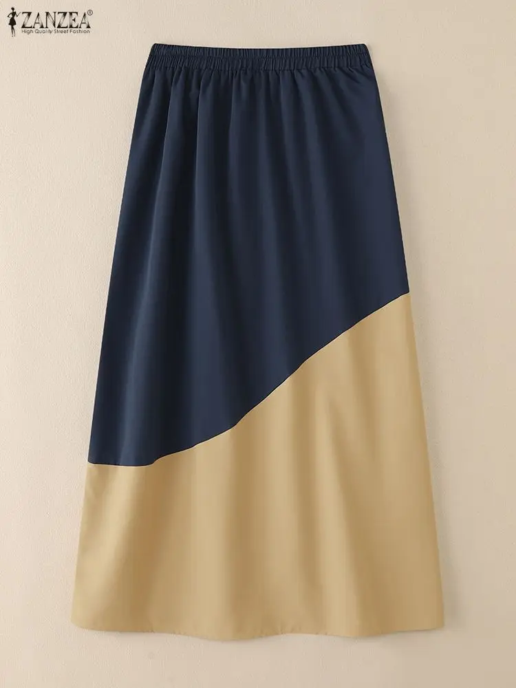 2025年 ザンゼア 秋 エレガント ハイウエスト オフィススカート レディース おしゃれ パッチワーク ファルダス サイヤ プリーツスカート Aライン パーティー サマードレス ローブ