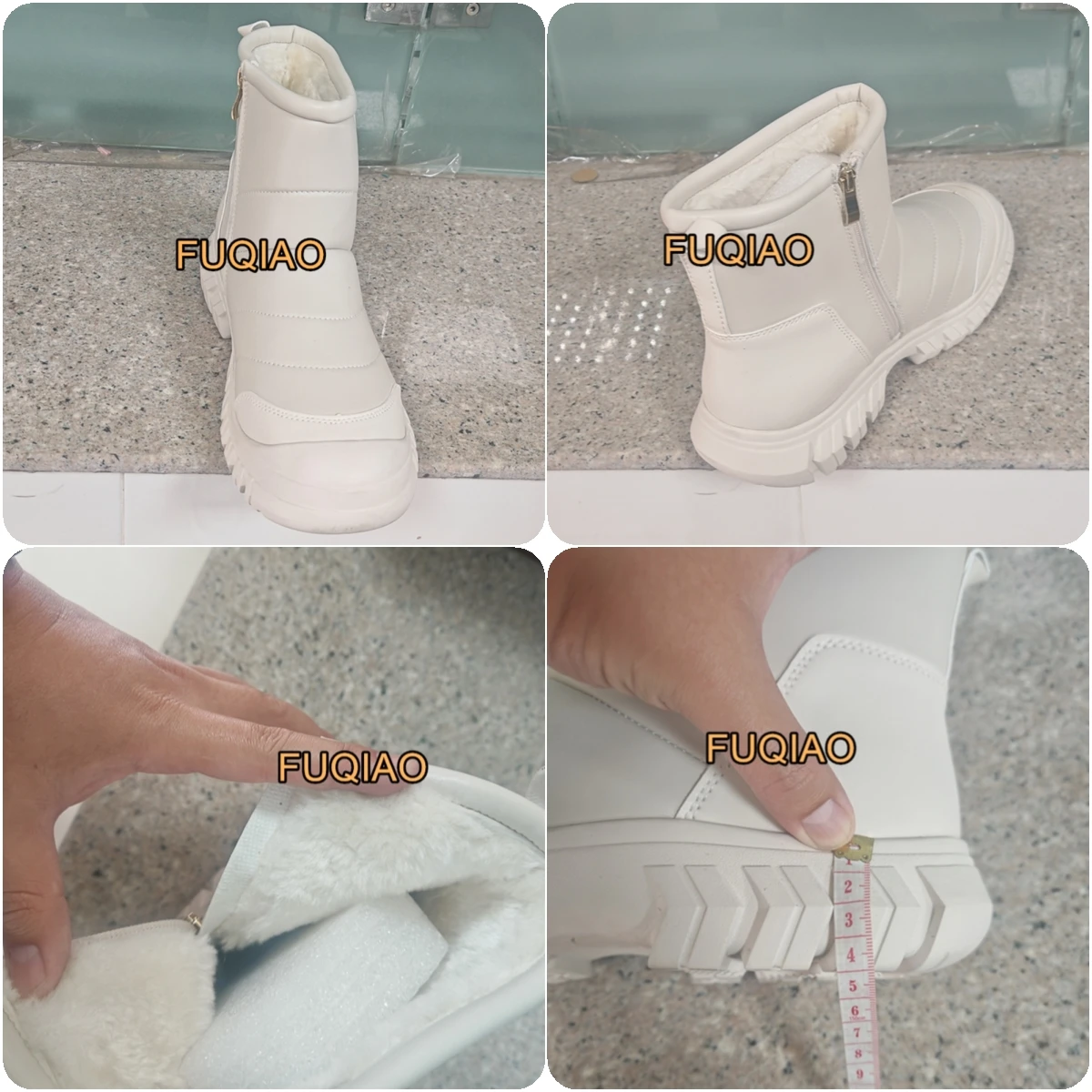 للجنسين الشتاء الثلوج الأحذية 4 سنتيمتر منصة الفراء اصطف الدفء حذاء من الجلد عدم الانزلاق مقاومة للاهتراء وسادة هوائية للراحة في الهواء الطلق #2