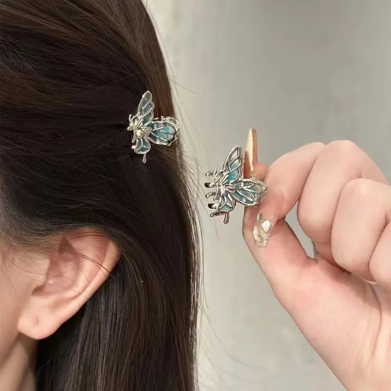 Retro Mini Butterfly Small Grab Clip Female Bangs Broken Hairpin Back of Head Princess Head Headgear Hairpin Edge Clip