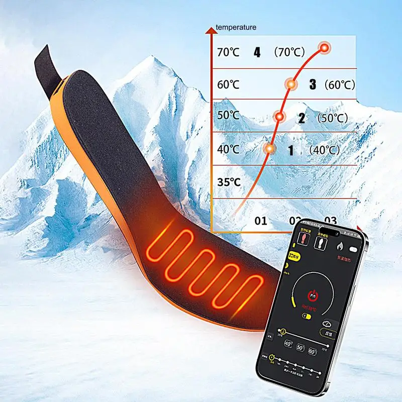 Winter USB Heated Insoles with 3000Mah Battery  Wireless Temperature Adjustment Electric Foot Thermal Pad  For Men Women