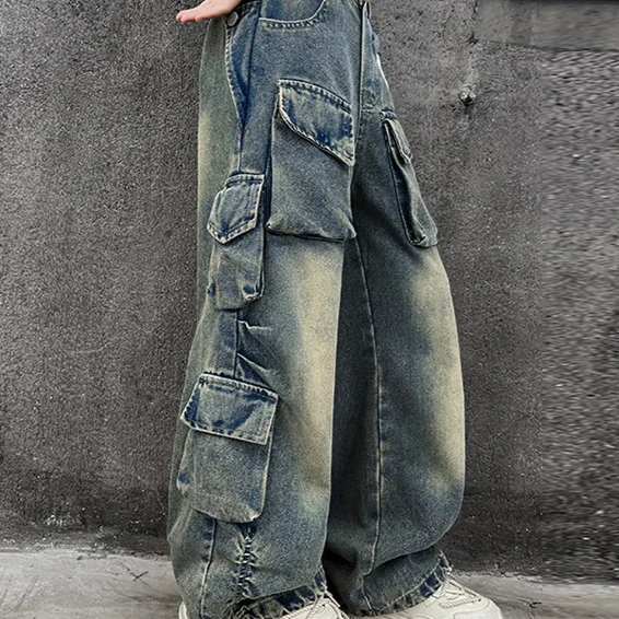 หญิงกางเกง 2024 ฤดูใบไม้ร่วงเด็กใหม่เสื้อผ้าDenimกางเกงCoolทอดStreet Danceสบายๆเรียบง่ายและAll-Matching