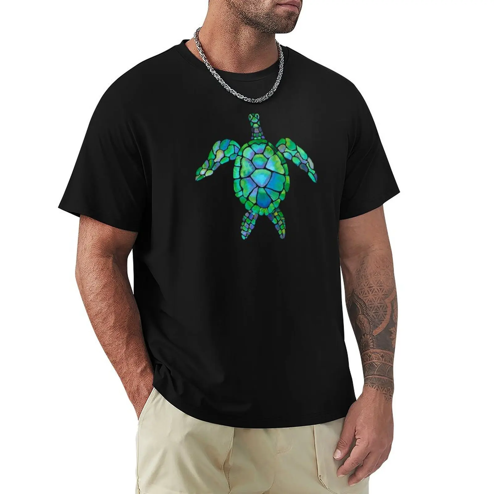 

Sea Turtles & Friends on Ultramarine Blue by MarcyBrennanArt T-Shirt kawaii clothes croswit shirt man plain black t shirts men