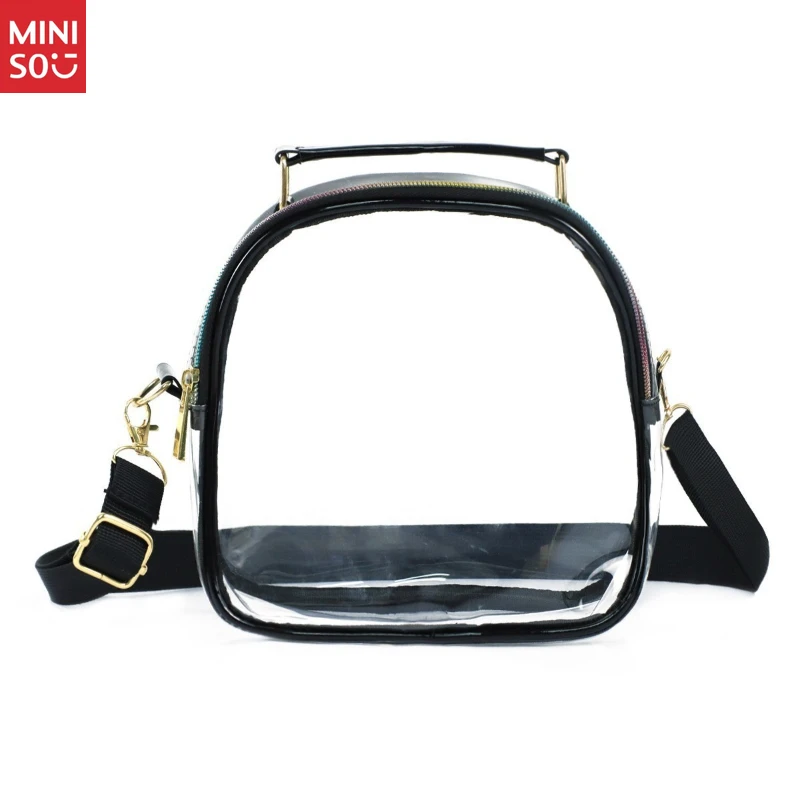Miniso Clear Bag with Colorful Zippers, Trendy Shoulder & Crossbody Purse
