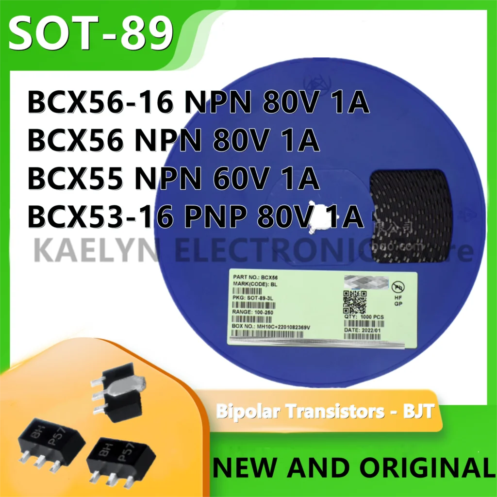 1000Pcs Bipolar Transistors BCX56-16 BCX56 BCX55 BCX53-16 BL BH BE AL NPN PNP 80V 60V 1A SOT-89