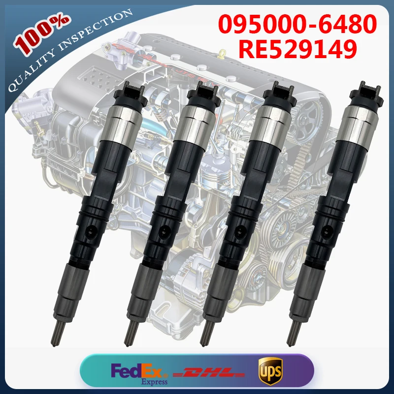 

4pcs Fuel Injector 095000-6480 RE529149 RE546776 DZ100221 for John Deere Engine 6090 Tractor 8120 8130 8295R 8320 8330