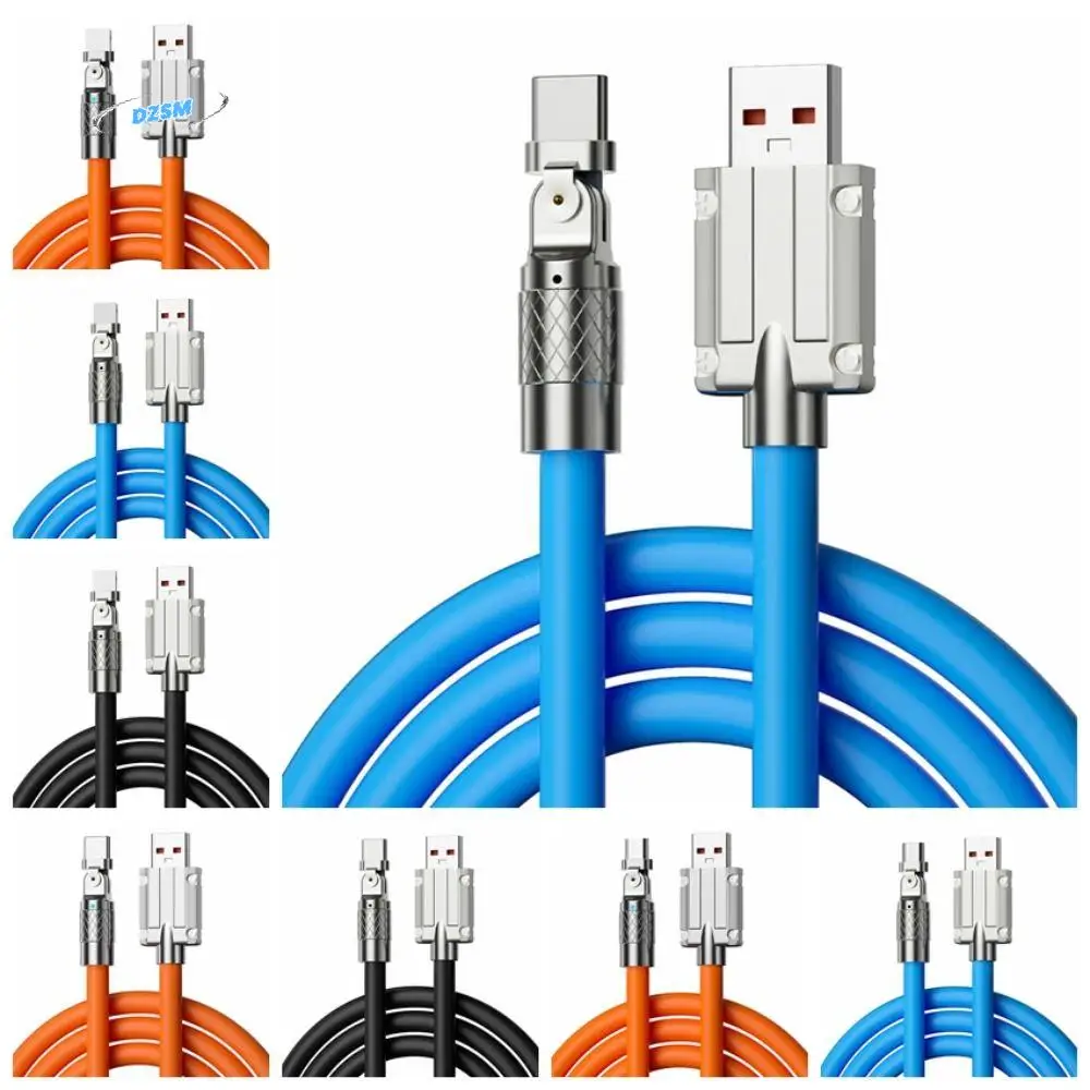 

USB A 180 Degree Silicone Data Cable IOS/Type C/micro USB Fast Charging Rotation Silicone Charging Cable with Light