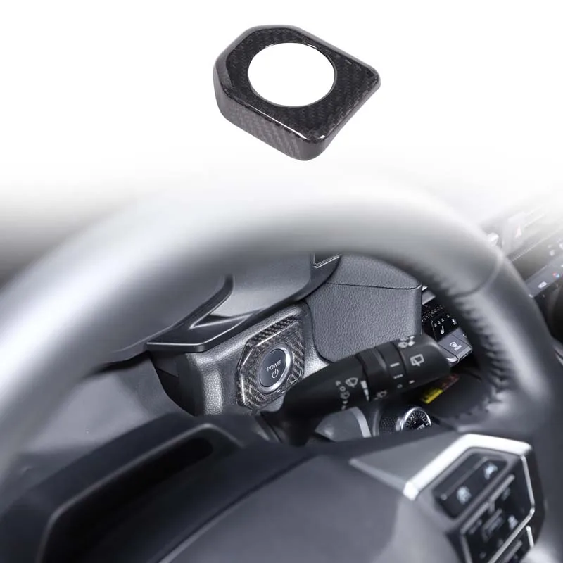 Car One Click Key Trim Sticker Start Button Frame Decorative Real Carbon Fiber For Toyota Land Cruiser Prado LC250 2024-2025