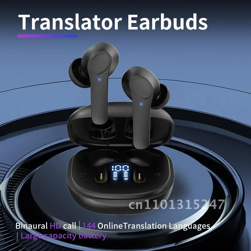 

Intelligent Voice Translation Headset Binaural Multi-Language Bluetooth Wireless Simultaneous Translator Earphones White/Black
