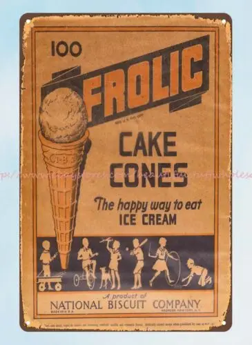 wall posters Frolic cake cones ice cream National Biscuit Company metal tin sign