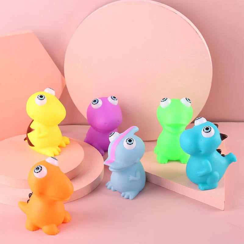 動物かわいい抗ストレスボール減圧目を見張りつく恐竜のおもちゃ抽象的なソフト粘着性スクイッシストレスリリーフおもちゃギフト J97