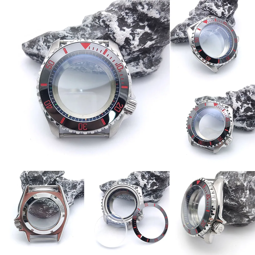 

42 мм, черный, красный корпус для часов, твердая нержавеющая сталь 316, для nh35, механизм nh36, сапфировое стекло, моды циферблата 28,5 мм
