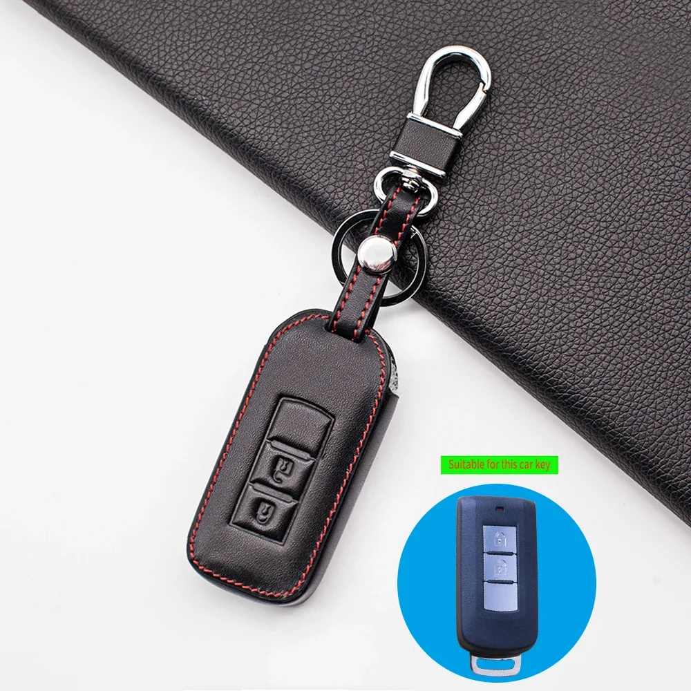 Soft Leather Protect Cover Key Fob Case Cover Skin Set for Mitsubishi Outlander ASX RVR AXR Native Pajero Shogun Montero Lancer