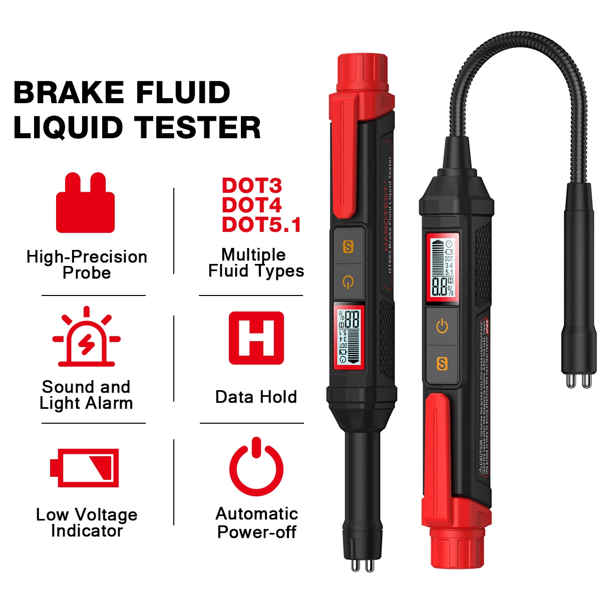 

Brake Fluid Tester Auto Car Brake Oil Testing Pen Vehicle Brake Fluid Tester Data Hold Oil Quality Tester for DOT3/DOT4/DOT5.1