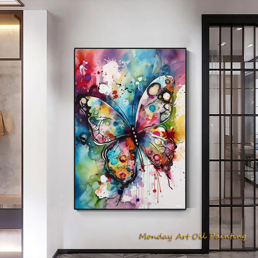 

Beautiful Colorful Hand Painted Acrylic Oil Painting Butterfly Wall Art Butterfly In Water Color Wall Art Fedex Shipping Cost