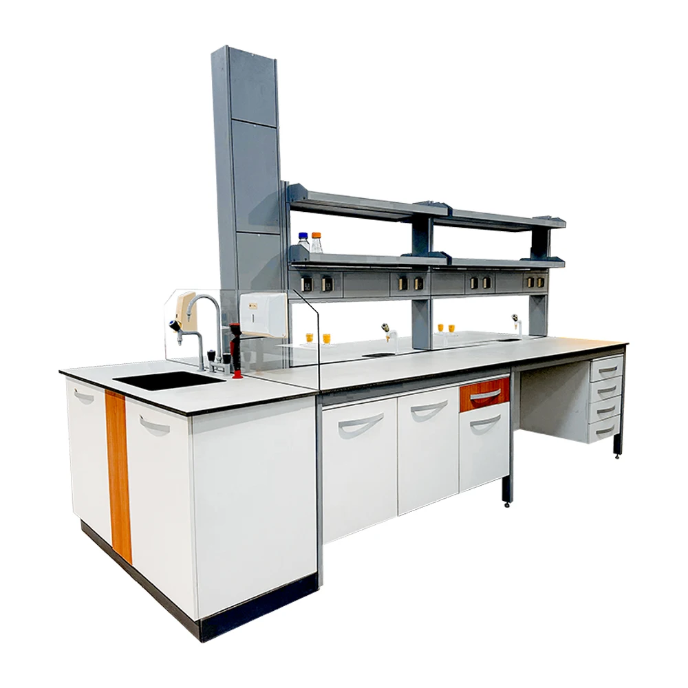 Laboratory Corner Bench L Shape Configuration Space Optimized 270° Access Angle Mount Cabinets