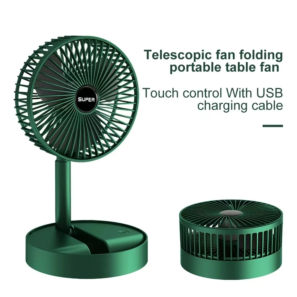 2024 New Stand Fan 6 Inch Folding Portable Telescopic Floor/USB with Rechargeable Battery 3 Speeds Super Quiet Adjustable Height