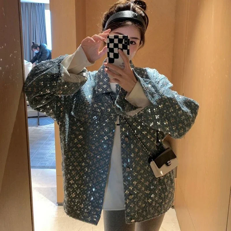 

Sequin Embroidery Little Scented Coat Female New Model Denim Wear Sense of Design Minority Jacket Ins Fashion Brand