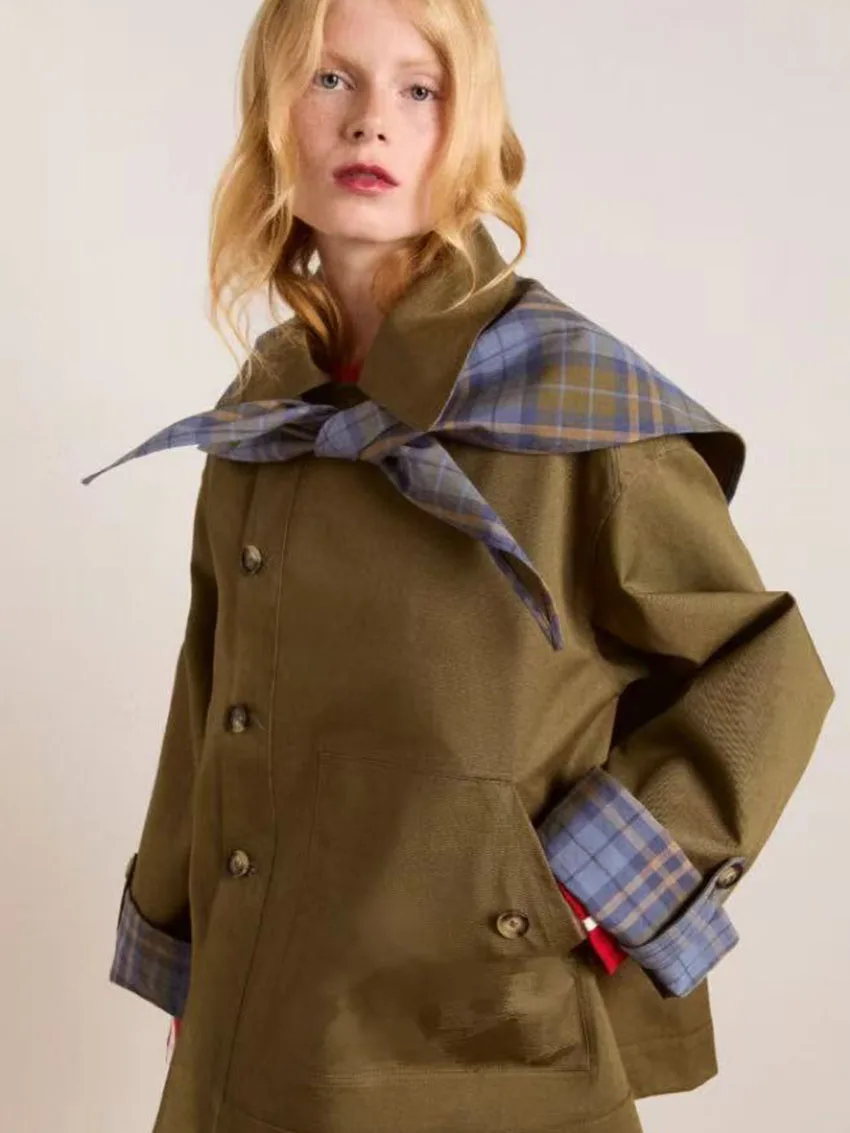 

Fashion Double Sided Coats Women Street Single Breasted Turn-down Collar Full Sleeve Coat Female 2026 Autumn Lady Outwears