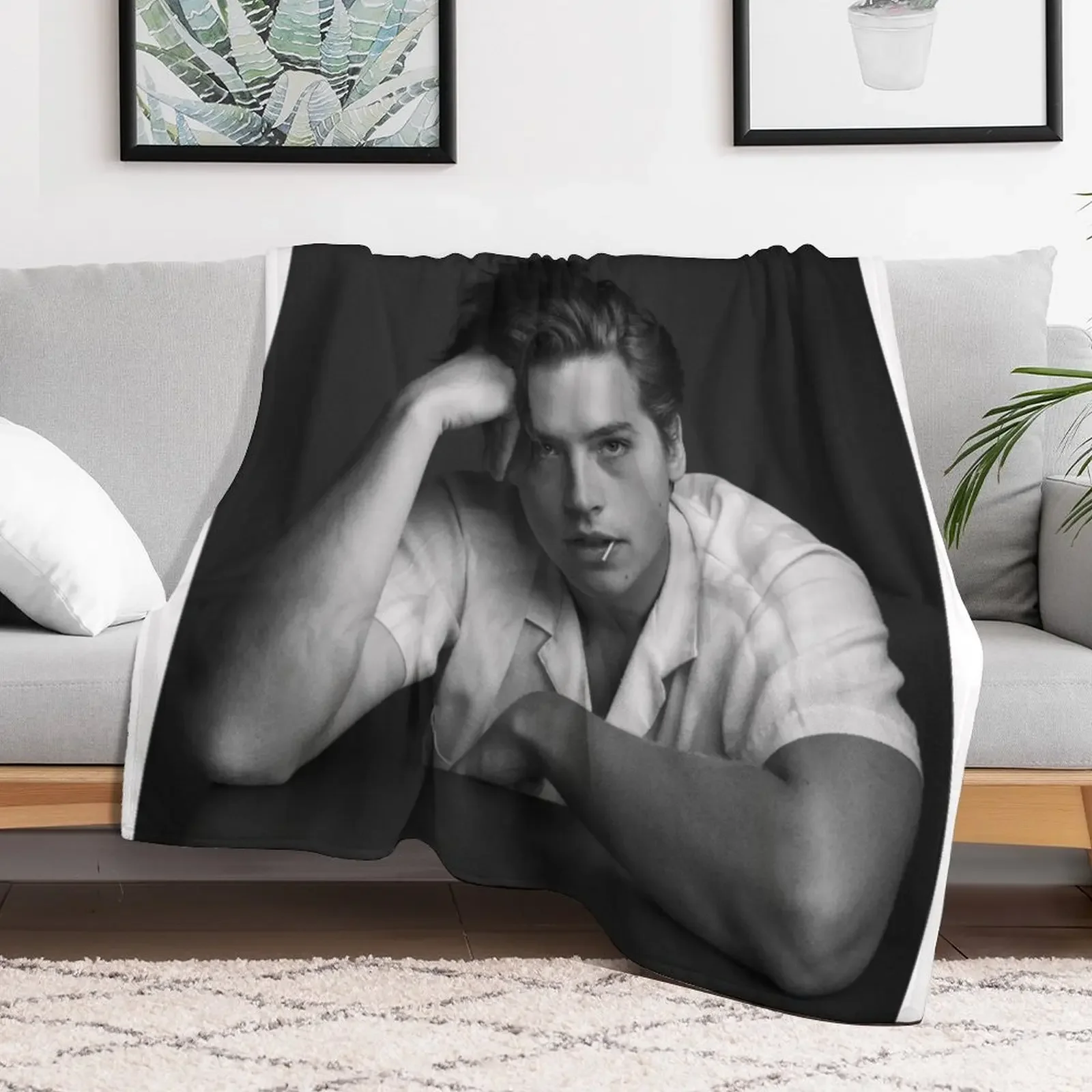 Cole Sprouse Throw Blanket Luxury Throw Plaid on the sofa Luxury Brand Flannel Blankets