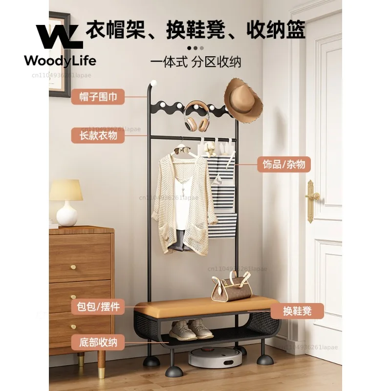 Shoe Change Stool Hanging Hanger At The Entrance Integrated French Retro Home Medieval Entrance Small Floor Coat Rack