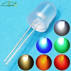 50Pcs White Red Green Blue Yellow 10mm Diode Lamp Ultra Bright Water Clear Diffused 8000MCD 1.9~3.4V Emitting Diodes DIY Light