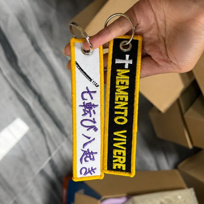 Wholesale Custom Embroidery Keychain Personalized Logo Flight Tag Jet Tag Fabric Key Custom Name Embroidered Keychais MOQ 50PCS